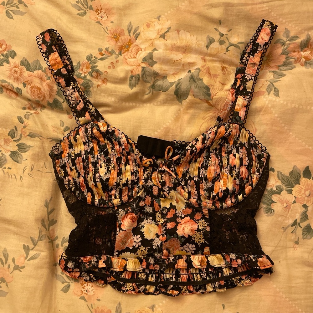For Love & Lemons Floral Lace Bustier